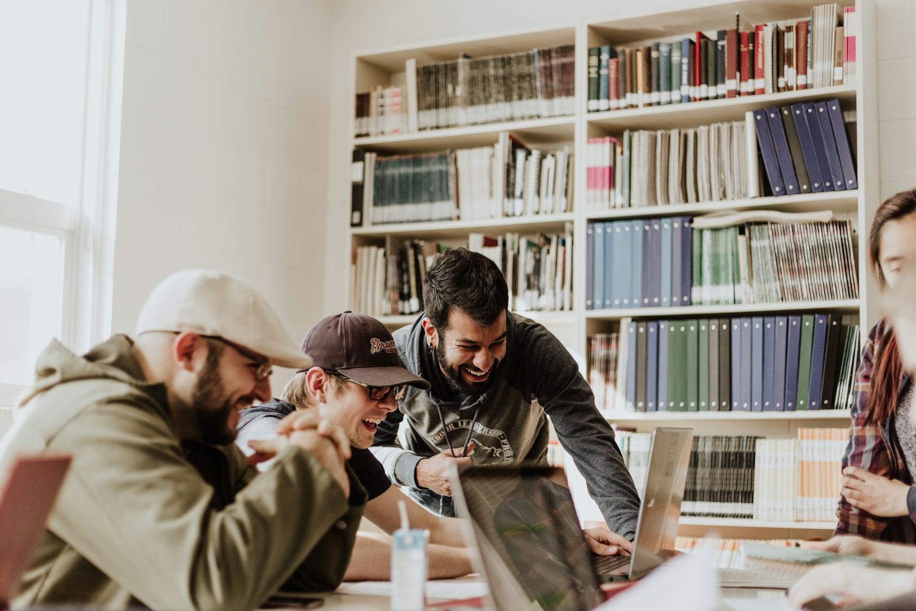 University students working together on a project